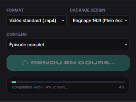 Panneau d'export de l'animatique